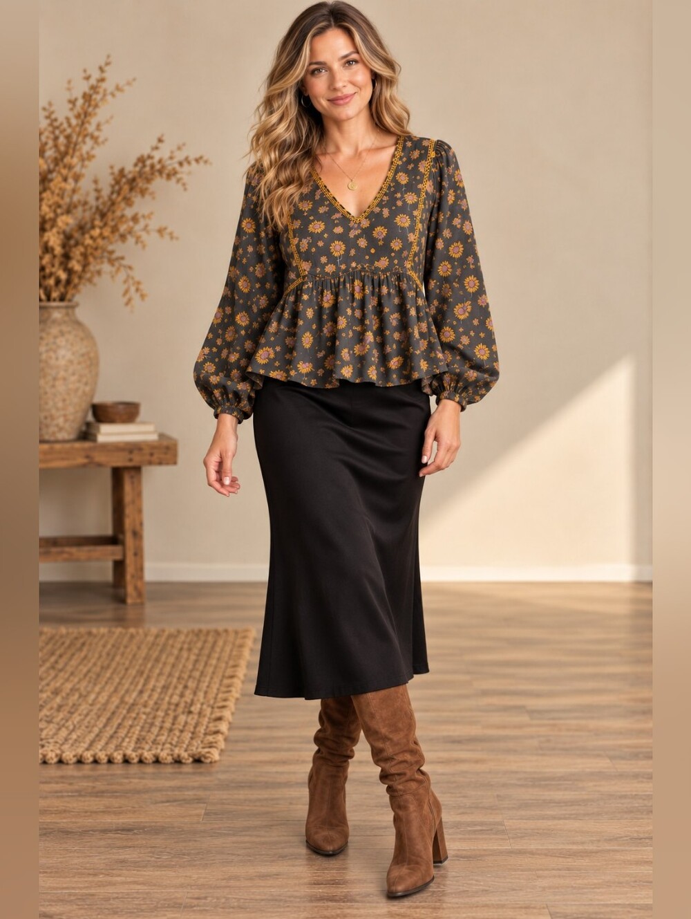 Free People Never A Dull Moment Sunflower Peasant Blouse M A372